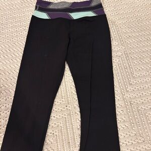 lululemon athletica Black Leggings with Purple and Mint Waistband